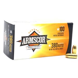 Armscor USA 380 ACP AUTO Ammo 95 Grain Full Metal Jacket 100 Rounds 4806015503153