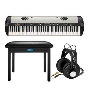 Korg SV-288S Stage Vintage 88-Key Piano Bundle with Knox Headphones & Bench in Silver