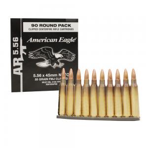 Federal American Eagle 5.56x45mm  55 Grain FMJ-BT  Stripper Clips  450 Round Case XM193AF90