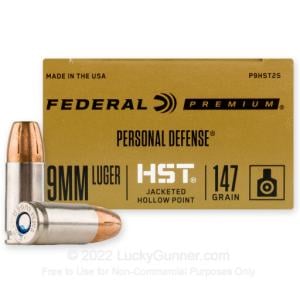 9mm - 147 Grain HST JHP - Federal Personal Defense - 200 Rounds P9HST2S