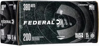Federal Black Pack 380 ACP 95 Grain FMJ 800 Rnds 50004544653659