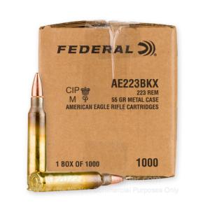 223 Rem - 55 Grain FMJBT - Federal American Eagle - 1000 Rounds AE223BKX