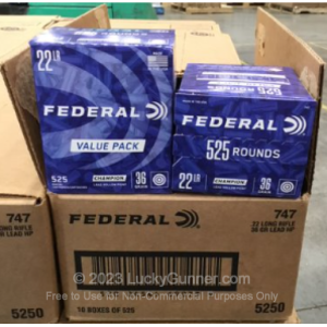 22 LR - 36 Grain LHP - Federal Champion - 5250 Rounds 