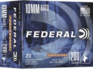 Federal Premium Power-Shok 10mm Auto Ammo 200 Grain Jacketed Hollow Point Case of 200 