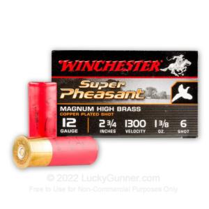 12 Gauge - 2-3/4" 1-3/8 oz. #6 Shot - Winchester Super Pheasant - 250 Rounds X12PH6