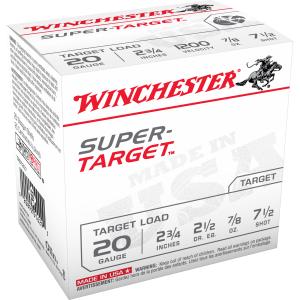 Winchester Super-Target 20 Gauge Shotshell 250 Rounds 2 3/4" #7.5 Lead 7/8 Ounce TRGT207 TRGT207