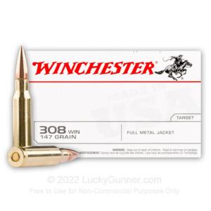 Winchester USA .308 Winchester Ammunition 200 Rounds FMJ 147 Grains USA3081