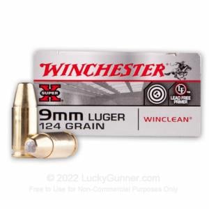 Winchester Winclean 9mm Luger Ammunition 500 Rounds, BEB, 124 Grains WC92