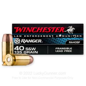 40 S&W - 135 Grain Frangible - Winchester Ranger - 500 Rounds RA40SF