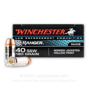 40 S&W - 180 Grain JHP - Winchester Ranger Bonded - 500 Rounds - LE Trade-In RA40B