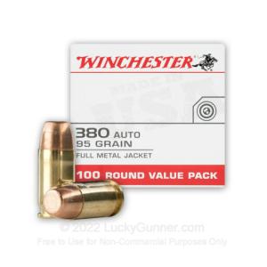 380 Auto - 95 gr FMJ - Winchester USA - 500 Rounds USA380VP