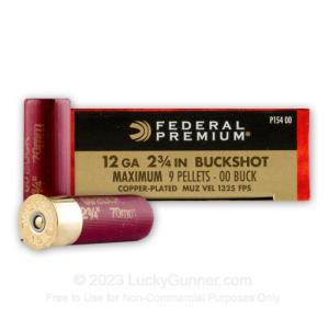 12 Gauge - 2-3/4" 1-1/8oz. Copper Plated 00 Buck - Federal Vital-Shok - 250 Rounds P154 00