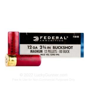 12 ga - 2-3/4" 00 Buck - Federal Power Shok - 250 Rounds F130 00