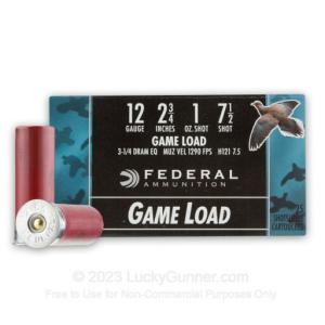 12 Gauge - 2-3/4" 1oz. #7.5 Shot - Federal Game Load Upland - 250 Rounds H121 7.5