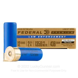12 Gauge - 2-3/4" 1oz. Rifled Slug - Federal LE TruBall Deep Penetrator - 250 Rounds LEB127DPRS