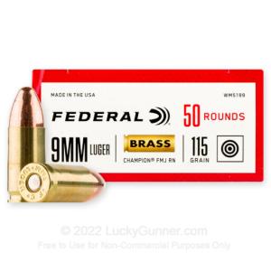 9mm - 115 Grain FMJ - Federal Champion - 1000 Rounds WM5199
