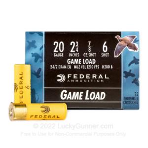 20 ga - 2-3/4" - 7/8oz Game Load - #6 shot - Federal Game-Shok - 250 Rounds H200 6