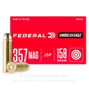 Federal American Eagle .357 Magnum Ammunition 1000 Rounds 158 Grain Jacketed Soft Point 1240fps AE357A