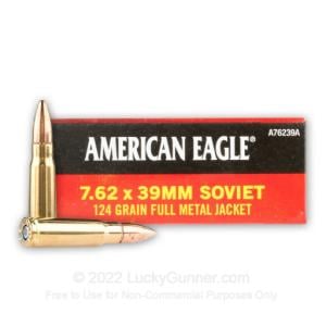 7.62x39mm - 124 Grain FMJ - Federal American Eagle - 500 Rounds A76239A