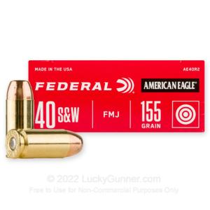40 S&W - 155 Grain FMJ - Federal American Eagle - 1000 Rounds AE40R2