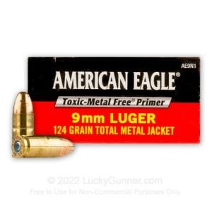 9mm - 124 Grain TMJ - Federal American Eagle - Non-Tox - 1000 Rounds AE9N1