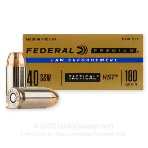 40 S&W - 180 gr HST JHP - Federal Premium Law Enforcement - 1000 Rounds P40HST1