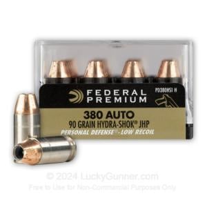 380 Auto - 90 Grain JHP - Federal Hyrda-Shok - 200 Rounds PD380HS1 H