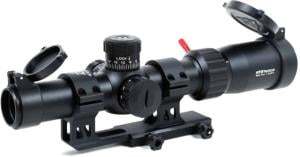 AT3 Tactical Red Tail LPVO 1-4x24 Rifle Scope with Mount 30mm SFP, Black, Illuminated BDC Reticle, MOA, with 30mm Cantilever Mount and Throw Lever, AT3-RT-1-4X24