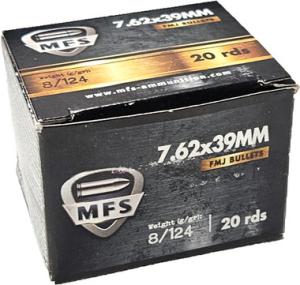 MFS MFS76239 7.62X39mm Ammunition 124Gr Full Metal Jacketed 20 Rounds 