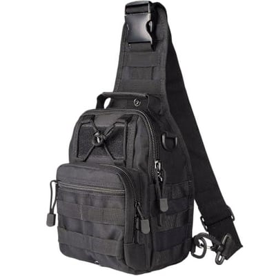 Tactical Shoulder Sling Bag Small Outdoor Chest Pack Backpack (Black) - $12.63 (Limited time deal)