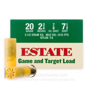 Estate Cartridge Inc Fed Estate 20GA 2.75 #7.5 25/250 GTL20 GTL20