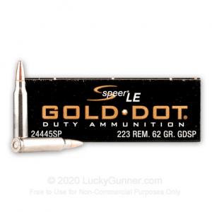 223 Rem - 62 Grain SP - Speer Gold Dot LE - 20 Rounds 24445SP