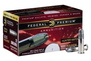 FEDERAL AMMUNITION 22LR 40gr Hollow Point Hunter Match 500 Round Brick 720