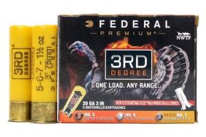 FEDERAL AMMUNITION 20 Gauge 3 Inch 1 7/16 oz - 5,6,7 Shot 3rd Degree 5/Box 604544626698