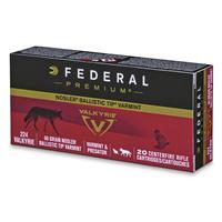 Federal Premium, .224 Valkyrie, V-Shok Nosler Ballistic Tip Varmint &amp;amp; Predator, 60 Grain, 20 Rounds 604544630282