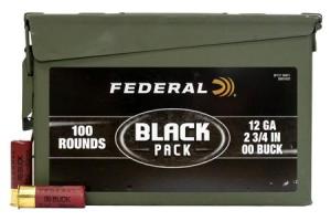 FEDERAL AMMUNITION 12 Gauge 2 3/4 in 00-Buck 100 Round Black Pack BF12700AC1