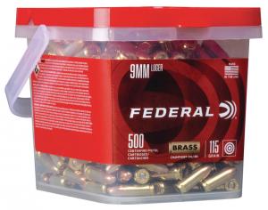 Federal Champion Training Brass 9mm 115-Grain 500-Rounds FMJ 604544650495