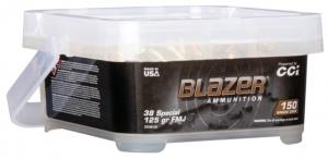 CCI Ammunition Blazer Brass .38 Special 125 grain Full Metal Jacket Centerfire Pistol Ammo, 150 Rounds, 5204B150 5204B150