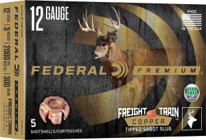 FEDERAL PREMIUM SHOTSHELL AMO 12GA 3IN 300GR FREIGHT TRAIN COPPER SABOT SLUG 5RD (10 BOX CASE) P151FT