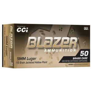CCI Blazer Handgun 9mm 115gr Jacketed Hollow Point 50 Per Box/10 Case 