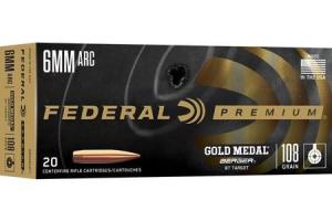 Federal Premium Gold Medal Rifle Ammunition GM6ARCBT1, 6mm ARC, Berger Target, 108 gr, 2650 fps, 20 Rd/Bx