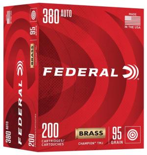 Federal Champion Training 380 ACP 95 Grain Full Metal Jacket (FMJ) Ammo C38095A2