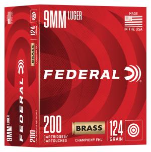 Federal Champion Ammo 9mm 124gr FMJ 1090 FPS 200/Box [8 Boxes] 1600 Rounds Free Shipping 