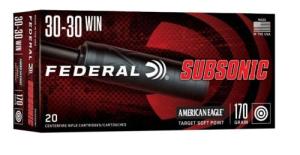 Federal Subsonic 30-30 Winchester Ammo 170 Grain Soft Point - 3030SUB1 Case of 200 (10 Boxes of 20) - Free Shipping - brass case - MPN 3030SUB1 ( UPC - 604544711226) 