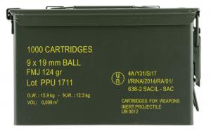 PPU PPN9MC Mil-Spec Metal Can 9mm Luger 115 GR Full Metal Jacket 1000 Bx/  Cs 605003811671