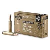 PPU, .223 Remington, Match HPBT, 75 Grain, 20 Rounds PPM2232