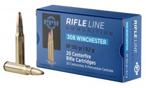 PPU PP3081 Standard Rifle 308 Winchester/7.62 NATO 150 GR Soft Point 20 Bx/ 10 Cs PP3081