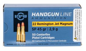 PPU PPH22RJ Handgun  22 Rem Jet Mag 45 gr Soft Point 50 Bx/ 10 Cs 605003812999