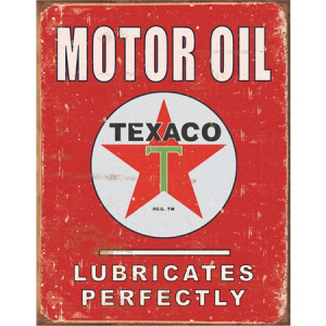 Tin Sign 1444 Texaco -Lubricates Perfectly Rich Vibrant Colors and Heavy Embossing Tin Sign