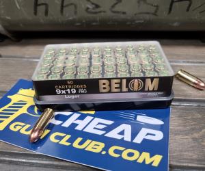Belom 9mm Luger Ammunition 124 Grain Full Metal Jacket (50 Rounds) - FAST SHIPPING! 606110608086